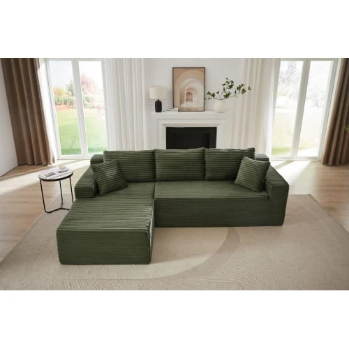 Modular Sofa Combo, L-Shaped Sofa, Three-Seater Sofa, Memory Sponge Modular Sofa Combo, Living Room Sofa, Clouds Sofa, Sofa With Extra-Large Princess Chair - Green - View 1