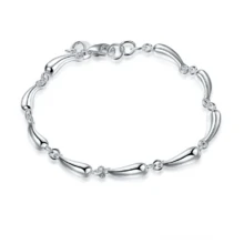 925银时尚水滴手链，适合女性日常佩戴和馈赠 - 白色 - 查看 1