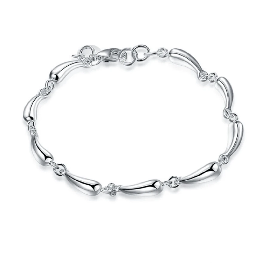 925银时尚水滴手链，适合女性日常佩戴和馈赠 - 白色 - 查看 1