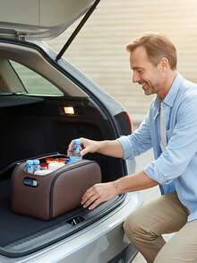 1pc Multi-Functional Car Storage Box, Luxury Large Opening Passenger Seat Organizer, Multi-Purpose Trunk Organizer, Easy To Clean Car Storage Gadget - Suitable For Sedan/SUV/MPV Under Passenger Seat And Trunk, Solving The Problem Of Messy Items, Sliding Goods, And Disorganized Trunk, Practical Car Accessory Gift - Multicolor - View 4