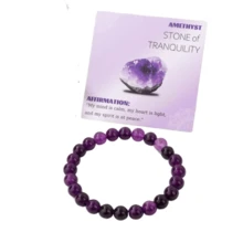 2 件套（1 条手链，1 张卡片）疗愈水晶手链，男女皆宜，天然石珠串弹力手链，手工宝石灵气疗愈饰品，生日礼物，时尚饰品，友谊礼物 - 彩色 - 查看 6