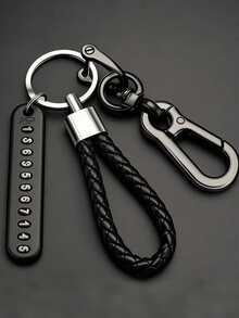 [Anti-Lost Car Key Chain] Anti-Lost Car Key Chain With Phone Number Tag - Made Of Alloy Material, Non-Woven Design, Convenient To Find Keys - A - View 14