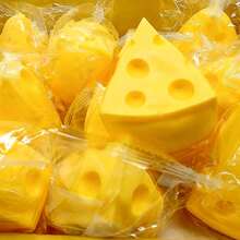 2pcs 4.25" Giant Squeeze Cheese - Soft Squishable Cheese Block | Gurgle Gift, Adult Fun Cheese | Sensory Stress Relief Cheese Ball - Sunshine Entertainment - Multicolor - View 4