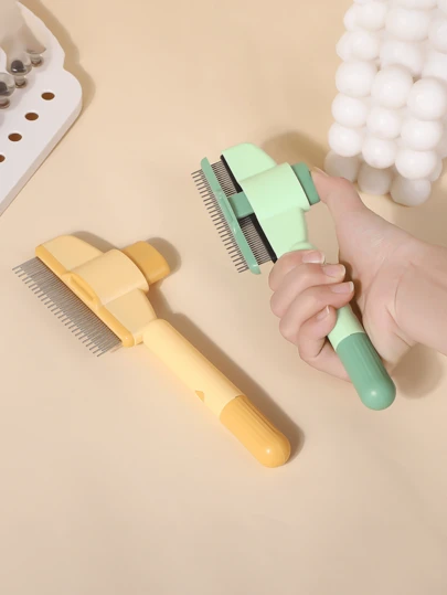 1/2Pcs Pet Self-Cleaning Slicker Brush, One-Click Hair Removal Tool For Cats & Dogs. Perfectly Suitable For Long-Haired Cats Like British Shorthair And Ragdoll, As Well As Short-Haired Dogs Such As Golden Retrievers And Teddy Bears. A Must-Have Grooming Essential For Every Pet Parent's Home.