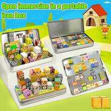 34块卡通人物/动物磁性积木带铁盒 - STEM学习益智玩具，儿童磁性玩具，磁性立方体堆叠磁铁，家庭互动学习游戏，旅行便携玩具，手眼协调训练，激发创造力和大脑发育，适合3岁以上儿童，生日礼物，男孩女孩皆宜 - 彩色 - 查看 7