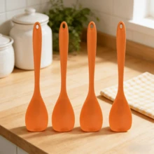 Silicone Spatula Spoon Set, Heat Resistant Rubber Spoonula, Seamless Non-Stick Flexible Scrapers For Baking/Cooking Mixing Tool, Dishwasher Kitchen Utensils, Choose 2 Or 4 Packs (Red/Pink/Orange/Blue) - Orange - View 13