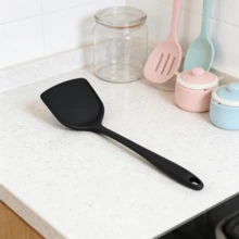 1/2 件装耐热硅胶烹饪铲，适用于不粘锅、厨房用具、洗碗机（黑色） - 黑色 - 查看 12