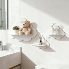 Estantería de pared con forma de nube, estilo nórdico, estante flotante decorativo y práctico para la habitación - Nubes blancas - Ver 4