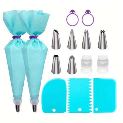 15pcs Piping Nozzle Set And Baking Tool Set, Cake Decorating Tools Suitable For Home And Bakery, Christmas, Halloween, Holiday Supplies