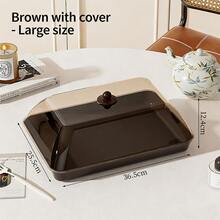 Rectangular Display Plastic Trays With Lids, Dustproof Trays With Holes, Unbreakable And Reusable Fruit/Dessert/Snack/Cake Trays, Suitable For Various Festivals, Birthdays, Weddings And Parties - Brown - View 9