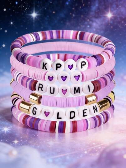 6pcs/Set Korean Style Bracelets, Fashionable KPOP Inspired Bracelet Accessories, Suitable For Fans' Birthday Gifts, Perfect For Cosplay Outfits Decoration (Due To Polymer Clay Material, There May Be Slight Color Difference, Colors May Vary In Different Batches)