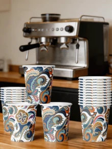 20/50pcs Colorful Abstract Pattern Paper Cups, Disposable Coffee/Tea/Beverage Cups Suitable For Office, Party, Home Picnic, Perfect For Wedding And Mother's Day Celebration (Abstract Pattern) - Multicolor - View 4