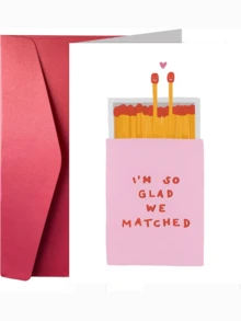 1pc Matchbox Mother's Card "I'm So Glad We Matched" - Matchbox Design With Matchstick Characters, Funny Romantic Card Suitable For Birthdays, Mother's Day Gifts - Multicolor - View 6