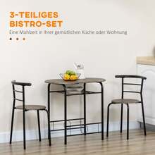 Bistro-Style Dining And Chair Set, 1 Table, 2 Chairs, Dimensions: 80 Cm X 53 Cm X 74.5 Cm, Black - Black - View 8