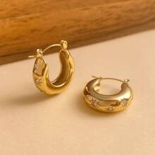 Classic Starry Sky Earrings For Women, European And American Fashion Luxury Versatile Stainless Steel Earrings, Hot Selling - Gold - View 5