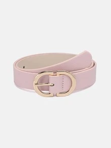 1pc Women's Double Ring Buckle Multicolor PU Decorative Casual Belt Summer, School Fall, Autumn, Halloween - Baby Pink - View 5