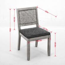 Farmhouse Style Rattan Dining Chair Set Of Two, Modern Medieval Kitchen Dining Chair, Upholstered Rattan Kitchen Chair, Natural Hardwood Frame, Beige, DE1883BG - Light Brown - View 4