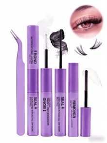 Bộ 640 sợi mi giả dạng chùm, mi giả dày và cong, độ cong D-Curl 8-16mm, hướng dẫn tự nối mi dưới, mi giả mềm mại, tạo hiệu ứng trang điểm bướm bồng bềnh, keo dán mi tự làm, dung dịch tẩy mi tự làm, nhíp tự làm (20D+30D+40D+50D cho mi dưới) - Màu tím - Xem 6