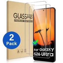 2片装钢化玻璃屏幕保护膜，兼容三星Galaxy S26 Ultra/S26+ Plus/S26 S25 S24 S23 Ultra FE Plus，支持指纹解锁，防刮花，无气泡，全覆盖，高清显示。 - 無色 - 查看 23