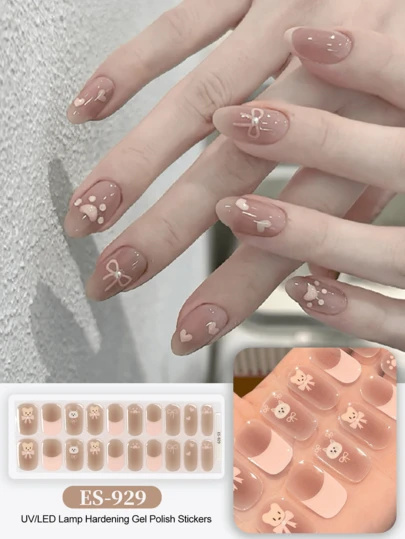 Bộ 20 miếng dán móng tay chủ đề Giáng sinh, nền trong suốt, chất lượng salon, bền lâu, ES20 - Bán buôn xuyên biên giới, thích hợp cho đầu ngón tay.