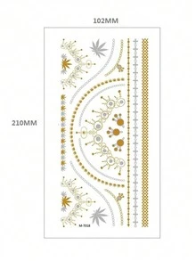 5 Sheets Gold Lace Tattoo Stickers Waterproof Temporary Tattoo Stickers Cool Bohemian Elegant Holiday Party Fake Tattoos - Gold - View 6