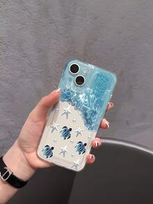 Funda de teléfono suave y transparente con diseño pintado a mano de tortuga marina y estrella de mar brillante, compatible con Apple 17/17 Pro/17 Pro Max/17 Air/16/16 Plus/16 Pro/16 Pro Max - Multicolor - Ver 5