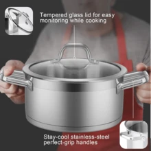 Professional Stainless Steel Cookware Induction Ready Impact-Bonded Technology (4.2Qt Stockpot) - View 5