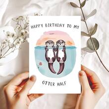 1 Thiệp chúc mừng sinh nhật dễ thương hình "Nửa con rái cá" kèm phong bì đỏ, hình minh họa cặp rái cá, tấm thiệp sinh nhật hoàn hảo dành cho người yêu và những người thân thương. - Xem 4