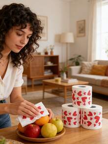 1 Roll Heart Pattern Toilet Paper, Household Toilet Paper, Heart Print Toilet Paper, Novelty Gift, Household Cleaning Supplies, Party Supplies, Holiday Gift - Love - View 8