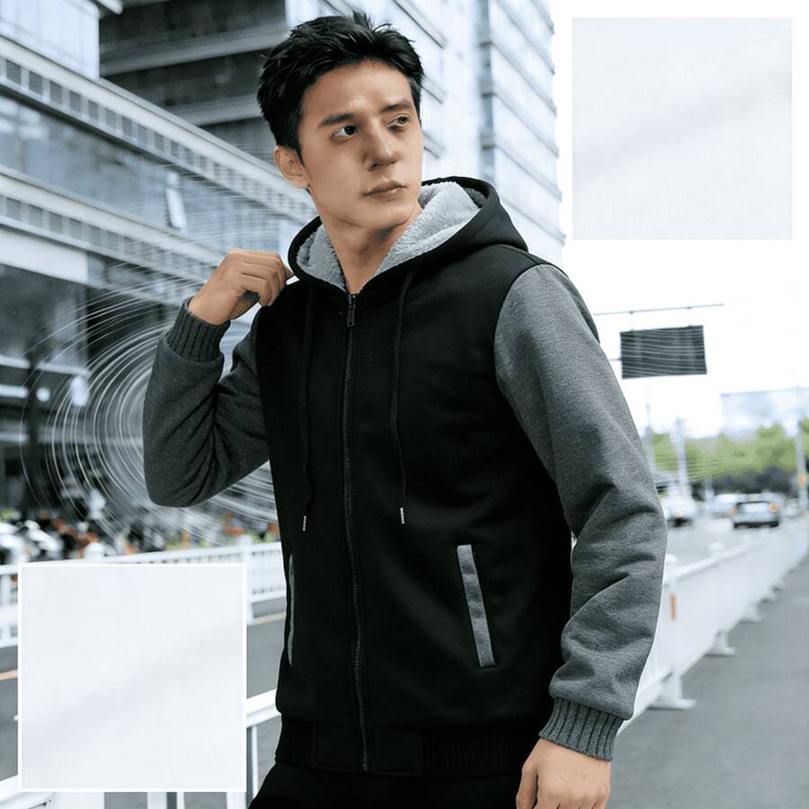 Men's Warm Thick Wool Winter Jackets And Coats With Hood - 深灰色 - 查看 1
