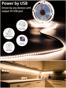 3.28ft Flexible USB LED Light Strip, 5V USB LED Strip Light 3.28ft-50ft, Bedroom LED Light, Flexible USB Light, Cool White/Warm White LED Light, Adhesive & Cuttable, TV Backlight, Bedroom, Cabinet, Kitchen, DIY Light, Eid Al-Adha Celebration - USB Interface - View 1
