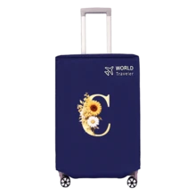 1pc Non-Stretch Non-Woven Fabric Luggage Protective Cover Suitable For 20-30 Inch Trolley Case, Anti-Scratch Luggage Protector, Travel Accessory With Sunflower & Letter Pattern, Back To School Essential - Blue - View 54