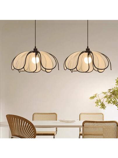 New Chinese-Style Wabi-Sabi Zen Petal Lampshade, Woven Vintage Chandelier Lampshade, Composed Of 10 Petals, E26 Lamp Holder Socket, Suitable For Dining Room, Living Room, Bedroom, Study, Hallway, Etc., Can Be Used As A Decorative Chandelier Or Holiday Decoration Light. Lampshade Only, Does Not Include Wiring Or Lamp Holder.