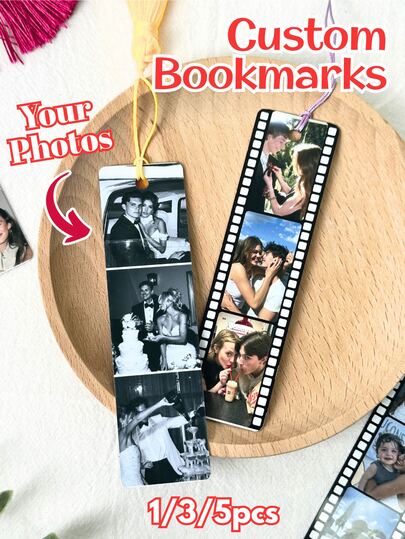 Marcapáginas de acrílico personalizado con borla - Regalo personalizable con foto que cabe 3-4 fotos, adecuado para amantes de los libros, cumpleaños, fiestas, aniversarios, maestros, estudiantes - Excelente para oficina, escuela, Navidad, Día de la Madre, Día del Padre - Accesorio de lectura, aprendizaje y libros único, perfecto para la temporada de regreso a clases