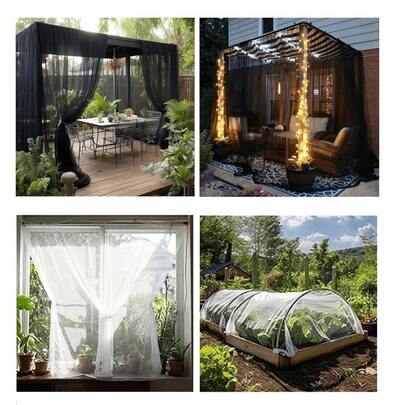 Heavy Duty No-Drill Insect Screen Curtain, Lightweight Breathable Polyester Mesh Suitable For Patio, Camping, Gazebo, Backyard, All-Season Mosquito Protection For Wedding, Porch, Cabin