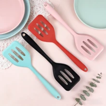 1/2pcs Silicone Slotted Spatula, High Heat Resistant Soft Kitchen Tool For Frying Fish, Eggs, Pancakes, Non-Stick, Dishwasher , Black - Multicolor - View 1