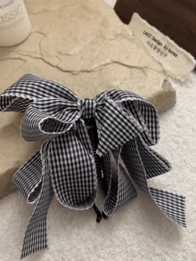 Women's Sweet Plaid Bow Hair Clip, Elegant Banana Clip Hair Accessory - Multicolor - View 9