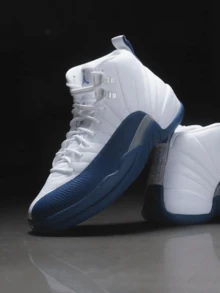 Nike Jordan Air Jordan 12 “French Blue 2.0”舒適百搭 防滑耐磨 高筒 復古籃球鞋 男款 白藍 - 藍白色 - 查看 11