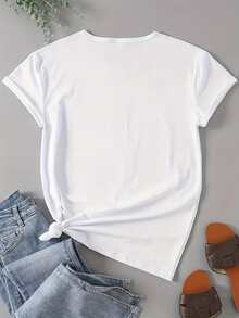 Mothers Day Women T Shirt Mama With Daisy Flowers Print Short Sleeve Round Neck Casual Top For Motherhood 220g - trắng - Xem 2