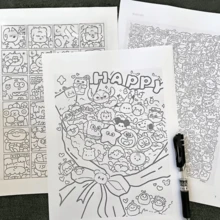 75pcs Stress Relief Tracing Drawing Sketches, Suitable For Adults To Relieve Boredom At Work, Painting Practice For Beginners, Train Focus And Observation, Random Assorted Designs - Multicolor - View 4