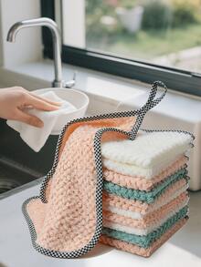 5/10/20pcs Coral Fleece Dish Cloths, Absorbent Kitchen Cleaning Rags, Dish Towels, Suitable For Small Businesses/Retailers, Kitchen, Bathroom, Home, Household Suppliers - Multicolor - View 12