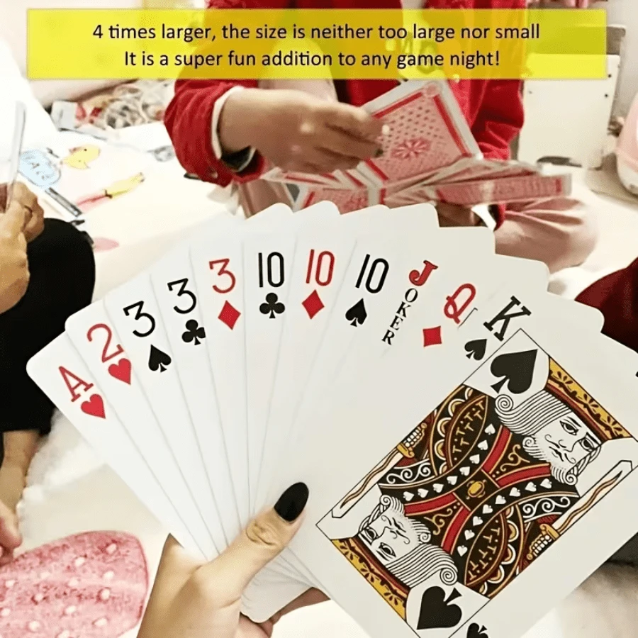 1pc Extra Large Poker Card Deck, Big Model Playing Cards, 4-Player Poker, Giant Paper Poker Cards