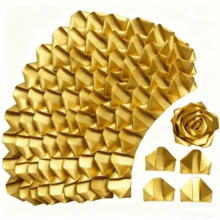 100片手工缎带玫瑰花瓣，预制材料，适合DIY永生玫瑰花束，适用于情人节、母亲节、父亲节、周年纪念日、婚礼、生日、派对、订婚、毕业典礼等场合。 - 彩色 - 查看 32