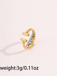3/1pc - Luxury Stainless Steel Ring, Featuring A Gold Knot, Double Pillars, And Cross Design. The Opening Is Adjustable, Making It A Sophisticated Women's Jewelry Piece Suitable For Everyday Wear And Layering. - Gold - View 7