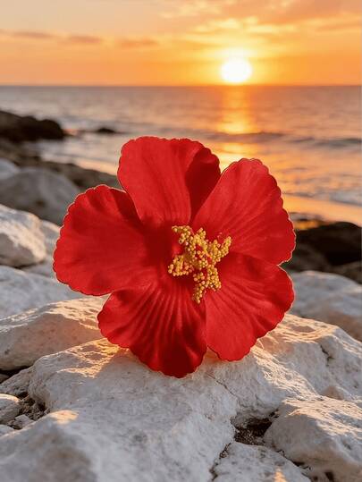 1 pieza Pinza de pelo con flor de hibisco roja para mujer, estilo bohemio, dulce y linda, elegante y sofisticada, adecuada para atuendos diarios, sesiones de fotos, fotos en la playa, Día de la Madre, citas y San Valentín, pasador de pelo, accesorio