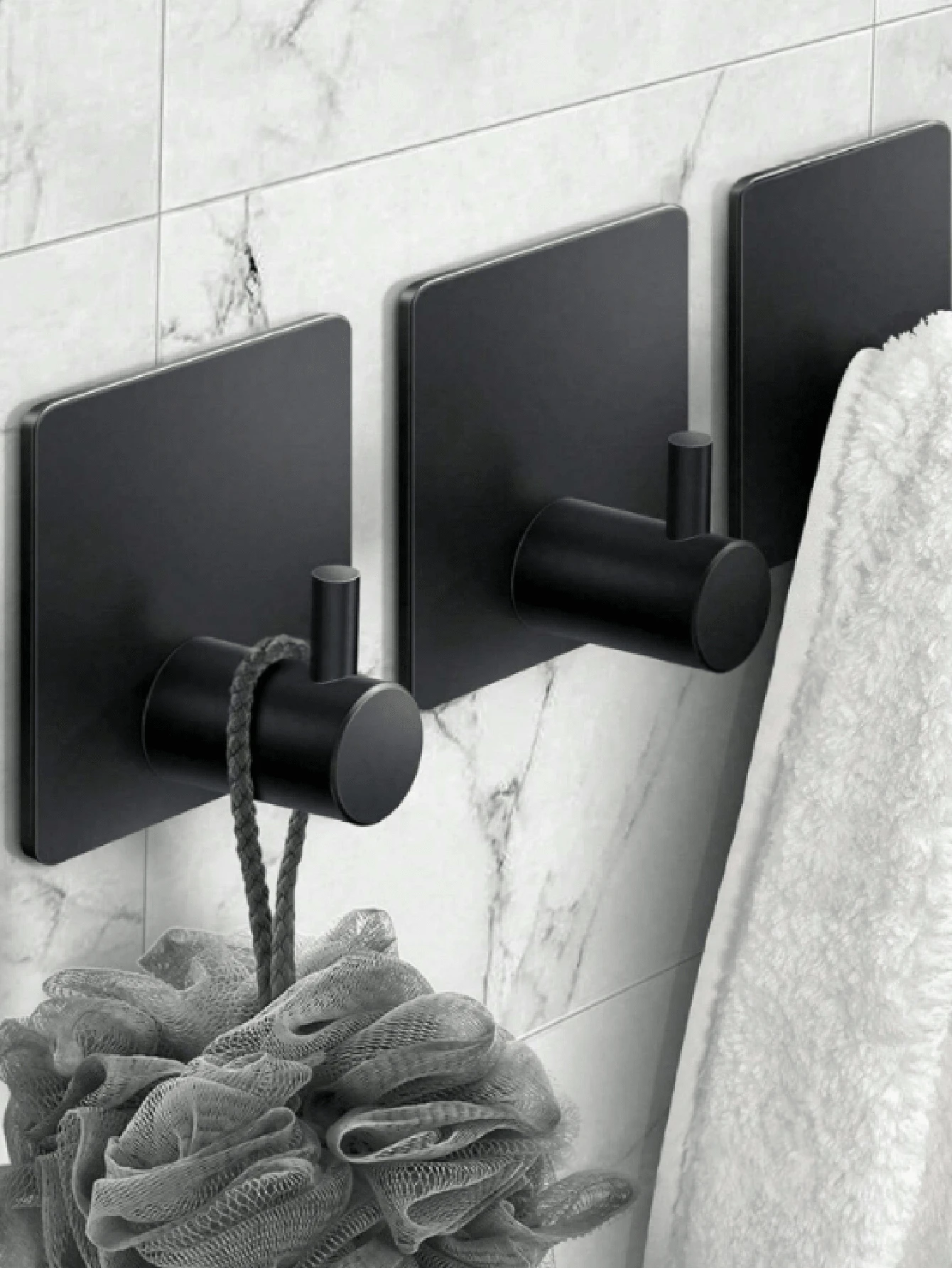 Stainless Steel Adhesive Square Bathroom Hooks Set, Reusable Multipurpose Bathroom Hooks For Home, Hotel, Hospital, Mall, Washable And Ideal For Storage And Organization - Please Choose - View 1