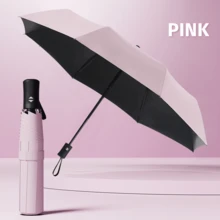 1 pieza Paraguas totalmente automático, apertura con un solo botón, alta impermeabilidad, UPF50+, revestimiento negro UV, paraguas para sol y lluvia, adecuado para días soleados y lluviosos, dosel de poliéster 210T, 8 varillas de hierro, estilo minimalista y de moda - Multicolor - Ver 11