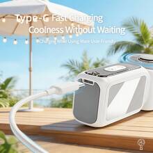 W&O 2026 New Handheld Fan,Portable Fan,3-In-1  Neck Fan,With A Makeup Mirror,5000mAh Battery 13H Long Lasting, LED Flashlight & SOS Emergency Light, 199 Adjustable Speeds, Type-C Rechargeable Ultra Quiet Mini Fan For Camping, Outdoor, Travel, Office, Dorm, Truck & Perfect Summer Gift - 黑色 - 查看 5