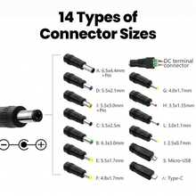 Cable de alimentación USB a 5V DC 5 en 1, cable de carga con conector de 5,5 * 2,5 mm y 5 interfaces seleccionables, adaptador de alimentación universal para TV Box - Negro - Ver 9