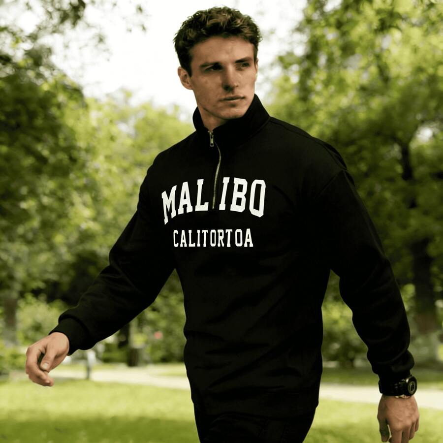 Men's Casual Letter Print Sweatshirt - Black - View 1